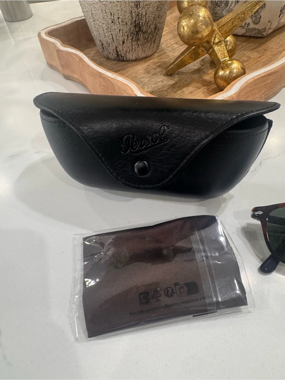 Persol Men's Tortoiseshell Frame Sunglasses with Dark Green Lenses